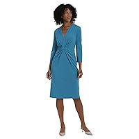 Maggy London Women's Plus Size Notched V-Neck Sophisticated Sheath Dress Event Office Workwear Guest of