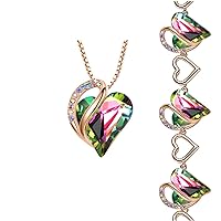Leafael Infinity Love Crystal Heart Bundle Jewelry Set with Rainbow Obsidian Black Pendant Necklace Healign Stone Crystal for Protection Gifts for Women Necklace Bracelet,18K Rose Gold Plated
