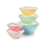 Tupperware Heritage Collection 5 Bowls + 5 Lids (10 Piece) Food Storage Container Set in Vintage Colors - Dishwasher Safe & BPA Free