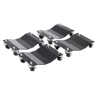 Set of 4 Car Dollies and Furniture Lifters - Heavy-Duty Under Vehicle Tire Skates, Motorcycle Jack, and Moving Dollies with Wheels by Pentagon Tools