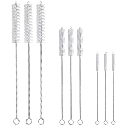 Hiware Drinking Straw Cleaner Brush Kit - (3-Size) 9-Piece Extra Long Pipe Cleaners, Straw Cleaning Brush For Tumbler, Sippy Cup, Bottle and Tube