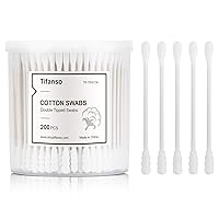 Cotton Swabs, tifanso 200 Count Natural Double Tipped Cotton Bubs, Cruelty-Free Cotton Swabs, Chlorine-Free Hypoallergenic (White)