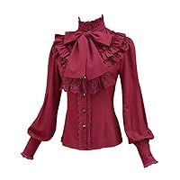 Chiffon Ruffle Lace Bow Tie Vintage Gothic Lolita Casual Shirt Blouse