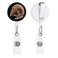 Pangolin Cute Retractable Badge Reel Clips Holder for Hanging ID Card Name with Key Chain for Men Women