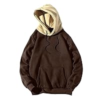 Mens Plain Hoodies With Designs Oversized Streetwear Flannel Patchwork Hooded Sweatshirt With Pockets Solid Color Coat