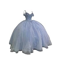 2024 Boho Cold Shoulder Ball Gown Tulle Prom Evening Formal Dresses Lace for Women Teens