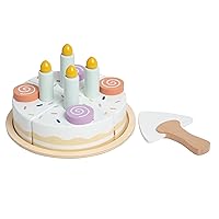 Pearhead Celebration Montessori Birthday Cake Toy Set, Wooden Play Toys for Developmental Learning, Play Kitchen Sets for Toddlers Ages 3+ Years, Pretend Play Food Sets, 14 Piece Wooden Play Toy Set