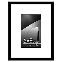 Americanflat 6x8 Picture Frame in Black - Use as 3x5 Picture Frame with Mat or 6x8 Frame Without Mat - Thin Border Photo Frame with Shatter-Resistant Glass and Easel for Wall or Tabletop Display