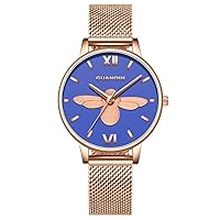 Women Fashion Simple Quartz Wrist Watch with Dial Analog Display and Stainless Steel Band