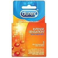 Condoms, Durex Intense Sensation Dotted Condom, 3 ct, Ultra Fine & Lubricated with Dots for Intense Pleasure HSA Eligible