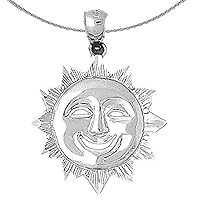 Gold Sun Necklace | 14K White Gold Sun Pendant with 16