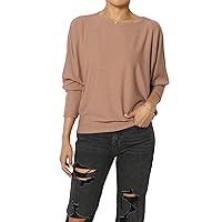 Women's Closet-Essential Drapey 3/4 Dolman Sleeve Boat Neck Relaxed Ribbed Top