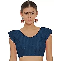 Pure Cotton Saree Blouse for Women Casual Wear Crop Top Solid Choli
