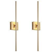 Modern Wall Sconces Set of Two, 350° Rotate, LED Gold Wall Light Fixtures, 3000K Warm Light Wall Lamp for Bathroom, Living Room,27.8 Inch (2 Pack)