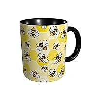Bee Coffee Mug Funny - Ceramic Tea Cup for Men Women Office and Home Novelty Mugs Ideal Gifts Birthday Microwave Safe 11oz
