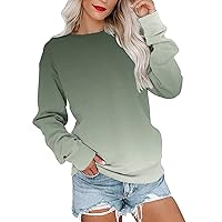Fleece Lined Athletic Shirt Long Sleeve Top Cute Gradient Pullover Loose Version Pullover Sweater Boy Outdoor