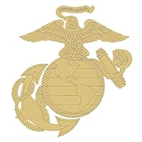 U.S Marine Corps Symbol Cutout Unfinished Wood Military Emblem Veteran Memorabilia MDF Shape Canvas Style 1 (4