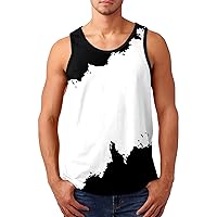 Muscle Tank Tops for Men Summer Tie Dye Sleeveless Crew Neck Sports Gym Blouses Outdoor Workout Fitness Shirts