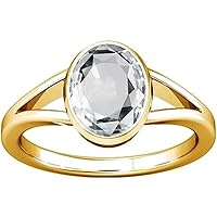 5.25-5.50 Carat White Sapphire Safed Pukhraj Gemstone Panchdhatu Alloy Ring for Mens & Womens