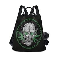 ALAZA Skull Smokes on A Black Outdoor Backpack Bags for Woman Ladies