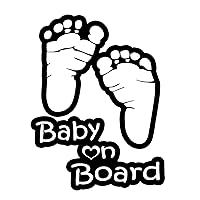 Baby on Board Sticker for Cars Funny Cute Safety Caution Decal Sign for Car Window and Bumper No Need for Magnet or Suction Cup - Footprint