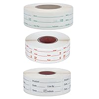 L LIKED 1500 Stickers Use by 1 x 2 Inch Dissolvable Labels for Food Containers Prep roll of 500,3 Rolls (Green,Red,Black)