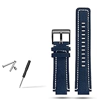 Canvas watchband Men Suitable for timex Tide Compass T2N720 T2N721 T2N739 Nylon Watch Band 24x16mm (Color : Blue White Black, Size : 24-16mm)