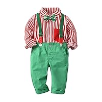 IMEKIS Baby Boys Christmas Outfit Bowtie Shirt Romper Suspenders Shorts Pants Wedding Birthday Party Tuxedo Gentleman Suit