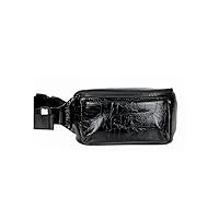 Leather Fanny Pack Waterproof Stylish Waist Pack for Casual Outdoors Running Cycling Black