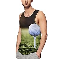 Golf Ball on Tee Men's Tank Tops Sleeveless T Shirts Crewneck Tees for Gym Workout Stringers