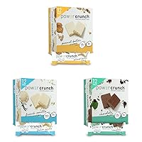 Power Crunch Protein Wafer Bars, Peanut Butter Crème, 1.4 Ounce & Protein Wafer Bars, French Vanilla Creme, 1.4 Ounce & Protein Wafer Bars, Chocolate Mint, 1.4 Ounce