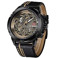 Naviforce Men's Sport Military Watches Waterproof Analogue Quartz Watch Date Multifunction Leather Army Wrist Watch