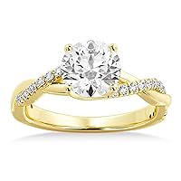 Lab Grown Twisted Diamond Engagement RingSetting 18k Yellow Gold (0.16ct)
