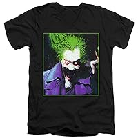 Batman Arkham Asylum Slim Fit V-Neck T-Shirt Joker Portrait Black Tee