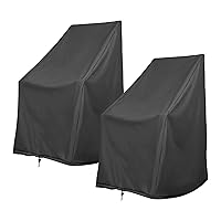 Shine Company 4360 Weatherproof Outdoor Rocking Chair Cover Set of 2 | 100% Woven Polyester | Elastic Cord with Toggle – Black, 2 Pack