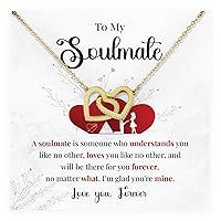 To My Soulmate Necklace For Women, Romantic Jewelry For Her Birthday Or Any Occasion, Interlocking Heart Necklace, Soulmate Jewelry Gift For Gf Or Wife With Message Card And Amazing Box