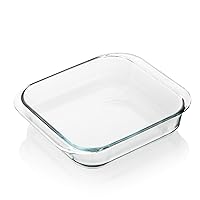 SWEEJAR Glass Bakeware, Rectangular Baking Dish Lasagna Pans for Cooking, Kitchen, Cake Dinner, Banquet and Daily Use, 9.4 x 9.4 x 2.4 Inches of Baking Pans