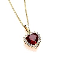 Thegoldencrafter 2.00Ct Heart Cut Lab-Created Garnet Women's Birthday Pendant 14K Yellow Gold Plated 925 Sterling Silver