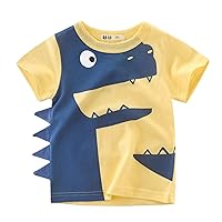 Toddler Boy Clothes Kids Baby Boys Girls Cartoon Dinosaur Short Sleeve Crewneck T Shirts Tops Tee 1-7 Years
