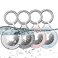 COOLQO IPX8 Waterproof Airtag Holder Compatible with Apple AirTags, AirTag Case Keychain Air Tag Holder, Hard PC AirTags Key Ring Cases Tags Chain Apple GPS Item Finders, Glitter 4 Pack