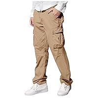 Cargo Pants Men Sweatpants Multi-Pocket Button Work Pants Athletic Relaxed Fit Jogger Pants for Men