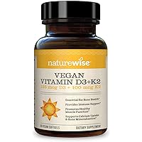 NatureWise Vitamin D3 + K2 with Plant Based Vitamin D3 5000IU & 100mcg Vitamin K2 as MK-7 - Max Absorption - Vegan Non-GMO - Immune Support - with Extra Virgin Olive Oil - 60 Softgels[2-Month Supply]