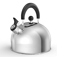 YSSOA Stainless Steel Whistling Tea Kettle, 3.17 Quart, Teapot for Stove top with Wide Mouth, Easy Pouring Spout and Ergonomic Handle, Silver