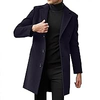 Jackets for Men Winter, Men's Casual Trench Coat Slim Fit Fashion Collar Long Jacket Overcoat Single wih Pockets