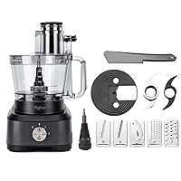 14-Cup French-Fry-Cutter Large Food-Processor - Large Feed Chute, Grey Color, Cheese Shredding, Meat Chopping, Shredding and Slicing, Mixing and Doughing, for Home Use