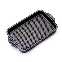 Black cast iron rectangular pan fish pan grilled fish steak barbecue grill pan gas induction cooker general (size: length 7.9 inches × width 5.5 inches × height 1.2 inches)