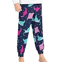 Colorful Stingray Pattern Youth Pajama Pants Elastic Waist Pajama Bottoms Lounge Pants Sleepwear PJ Bottoms