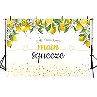 MEHOFOND 8x6ft Lemon Bridal Shower Party Backdrop She Found Her Main Squeeze Decoration Bride to Be Wedding Engagement Party Watercolor Summer Lemonade Theme Background Photobooth Studio Props