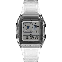 Timex Unisex Q LCA 35mm Watch - Gray Strap Digital Dial Gray Case