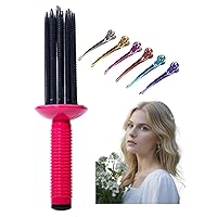 17 Teeth Curling Comb with Hairpins, Curly Hair Brush, Hair Roller Comb, Hair Curling Roll Comb, Curly Hair Styler Tool for Hair Salon, Home (6Pcs-1)